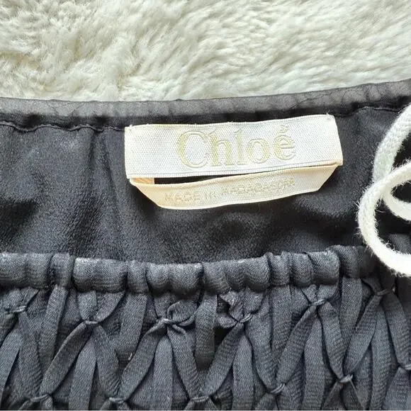 CHLOÉ Off-the-shoulder Macramé Lace-trimmed women blouse size 36FR or S